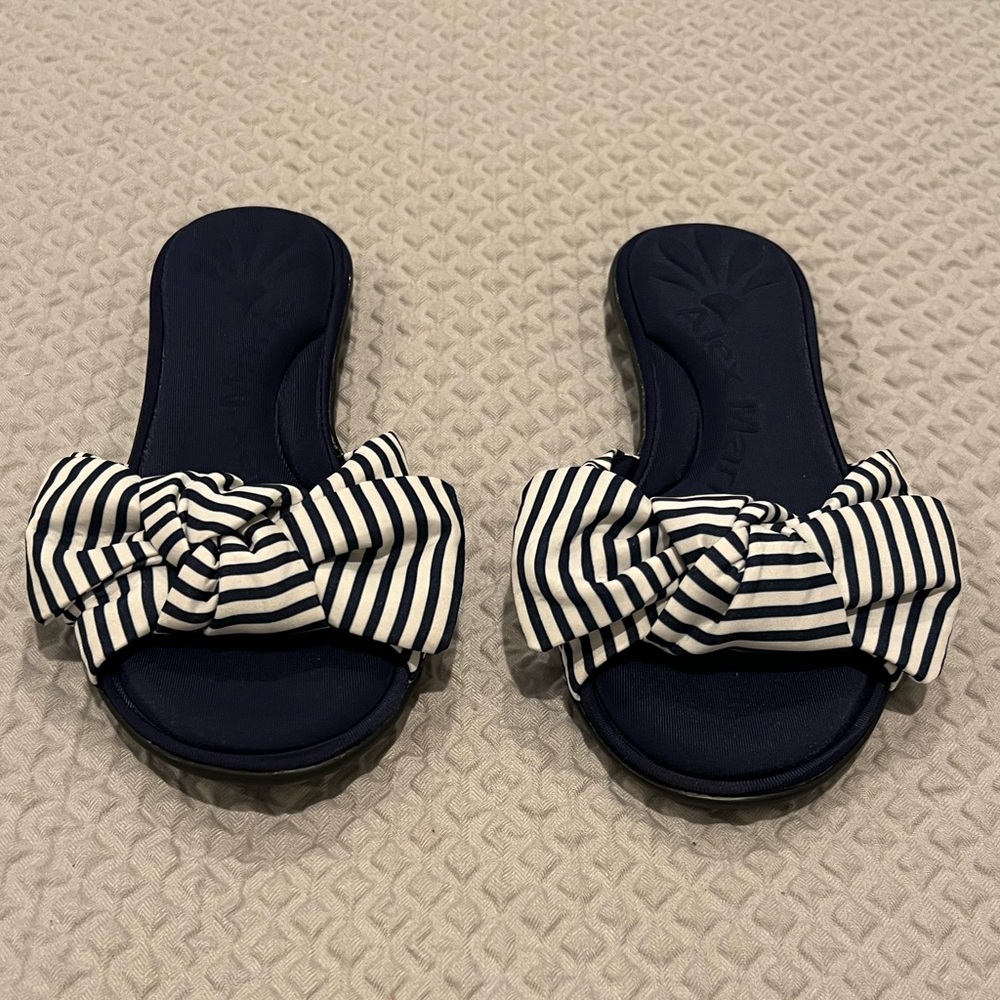 Alex Marie Navy Blue and White Slides